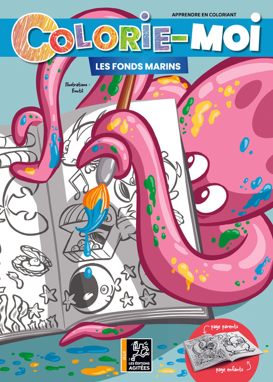 Couverture du cahier de coloriage sur les fonds marins