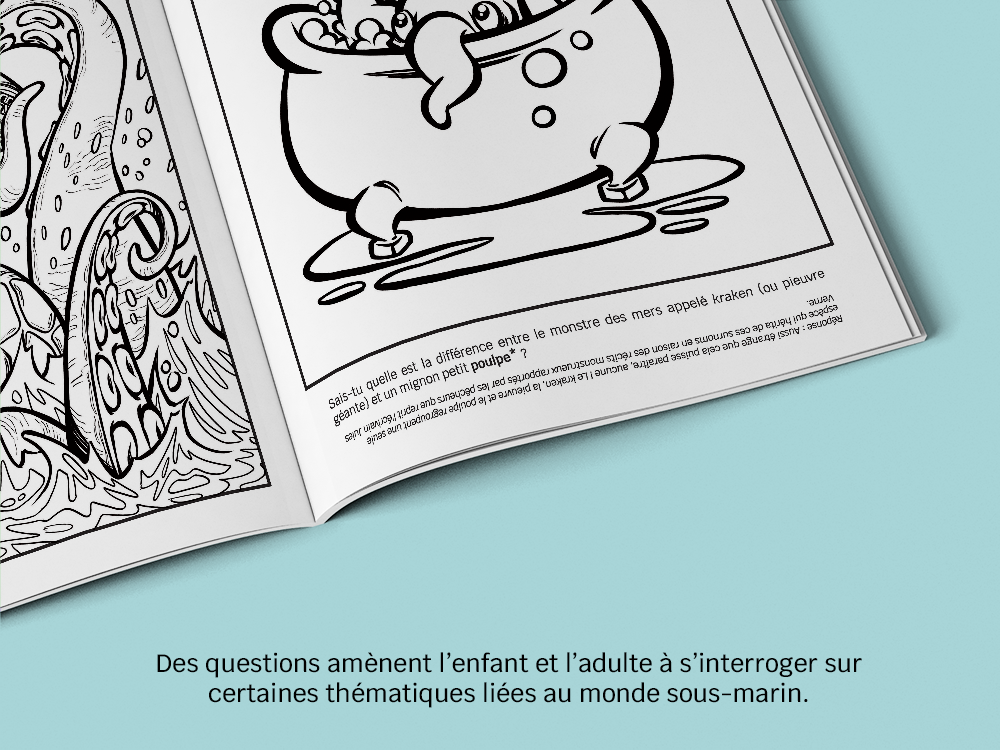 Détail d'une page de coloriage avec question