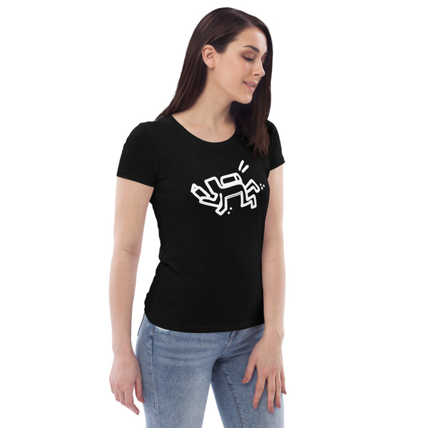 T-shirt Noir ajusté coton bio femme LEA Plongeuse